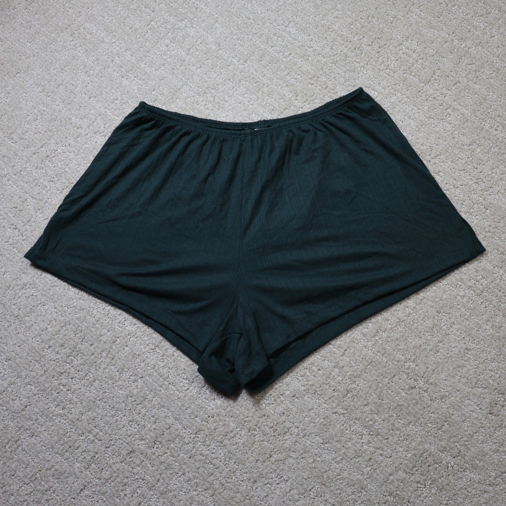 Auden Womens Forest Green Ribbed Knit Sleep Pajama Shorts Z96C3G M